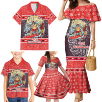 Custom New Zealand Christmas Family Matching Mermaid Dress and Hawaiian Shirt Santa Catch The Wave Maori Pattern Retro Style LT03 - Polynesian Pride