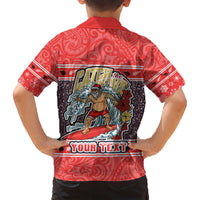 Custom New Zealand Christmas Family Matching Short Sleeve Bodycon Dress and Hawaiian Shirt Santa Catch The Wave Maori Pattern Retro Style LT03 - Polynesian Pride