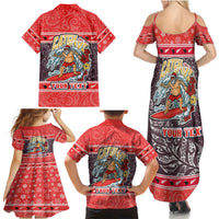 Custom New Zealand Christmas Family Matching Summer Maxi Dress and Hawaiian Shirt Santa Catch The Wave Maori Pattern Retro Style LT03 - Polynesian Pride