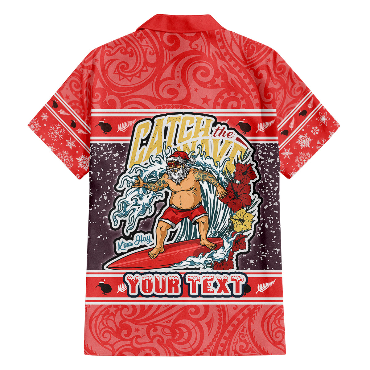Custom New Zealand Christmas Family Matching Summer Maxi Dress and Hawaiian Shirt Santa Catch The Wave Maori Pattern Retro Style LT03 - Polynesian Pride