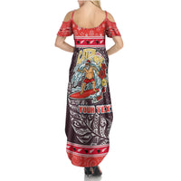 Custom New Zealand Christmas Family Matching Summer Maxi Dress and Hawaiian Shirt Santa Catch The Wave Maori Pattern Retro Style LT03 - Polynesian Pride