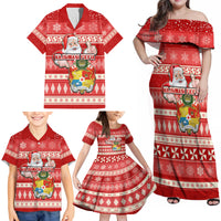 Custom Tonga Christmas Family Matching Off Shoulder Maxi Dress and Hawaiian Shirt The Santa Coat of Arms with Ngatu and Snow Pattern LT03 - Polynesian Pride