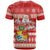Custom Tonga Christmas T Shirt The Santa Coat of Arms with Ngatu and Snow Pattern LT03 - Polynesian Pride