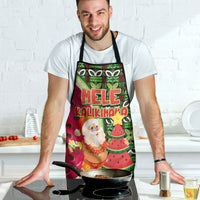 Hawaii Watermelon Mele Kalikimaka Apron Tribal Pacific Pattern with Tropical Funny Santa Claus LT03 - Polynesian Pride