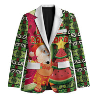 Hawaii Watermelon Mele Kalikimaka Blazer Tribal Pacific Pattern with Tropical Funny Santa Claus LT03 Unisex Multicolor - Polynesian Pride