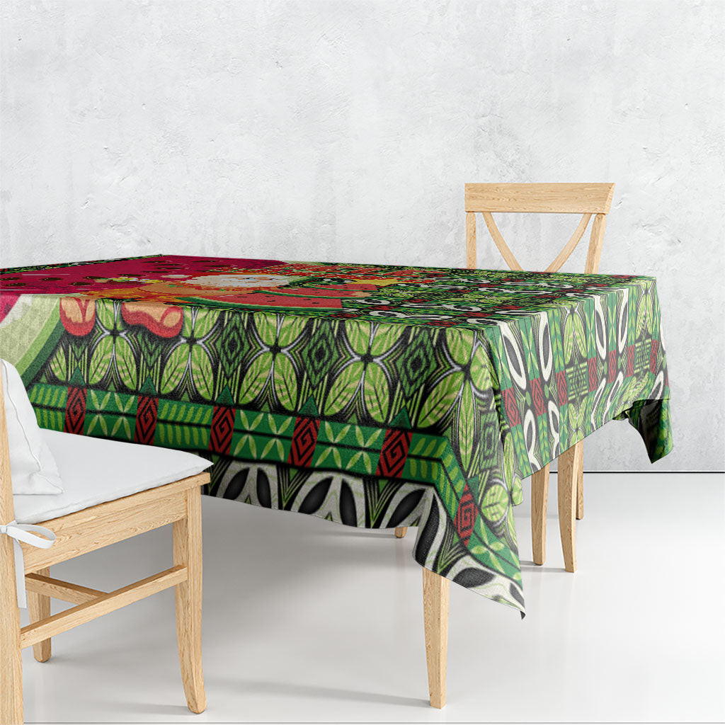 Hawaii Watermelon Mele Kalikimaka Tablecloth Tribal Pacific Pattern with Tropical Funny Santa Claus LT03 - Polynesian Pride