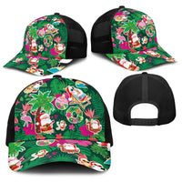 Hawaii Mele Kalikimaka Baseball Net Cap Tropical Plants with Santa Claus LT03 - Polynesian Pride