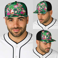 Hawaii Mele Kalikimaka Baseball Net Cap Tropical Plants with Santa Claus LT03 - Polynesian Pride