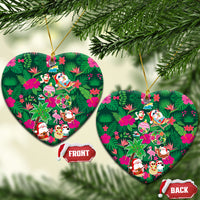 Hawaii Mele Kalikimaka Ceramic Ornament Tropical Plants with Santa Claus LT03 Heart Multicolor - Polynesian Pride