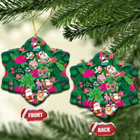 Hawaii Mele Kalikimaka Ceramic Ornament Tropical Plants with Santa Claus LT03 Snow Flake Multicolor - Polynesian Pride