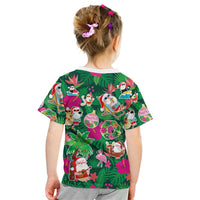 Hawaii Mele Kalikimaka Kid T Shirt Tropical Plants with Santa Claus LT03 - Polynesian Pride