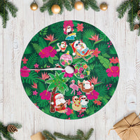 Hawaii Mele Kalikimaka Tree Skirt Tropical Plants with Santa Claus LT03 Casual Multicolor - Polynesian Pride