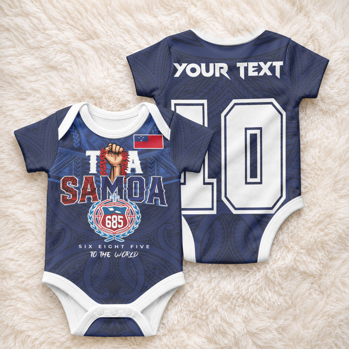 Custom Rugby Toa Samoa Baby Onesie Champions Six Eight Five LT03 - Polynesian Pride