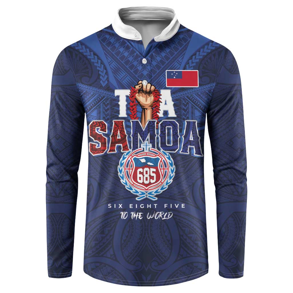 Custom Rugby Toa Samoa Button Sweatshirt Champions Six Eight Five - Polynesian Pride