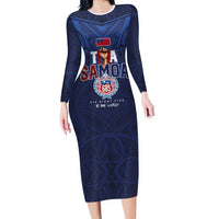 Custom Rugby Toa Samoa Family Matching Long Sleeve Bodycon Dress and Hawaiian Shirt Champions Six Eight Five - Polynesian Pride
