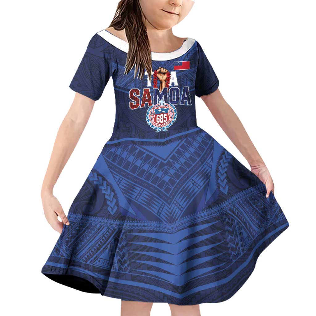 Custom Rugby Toa Samoa Family Matching Off Shoulder Short Dress and Hawaiian Shirt Champions Six Eight Five - Polynesian Pride