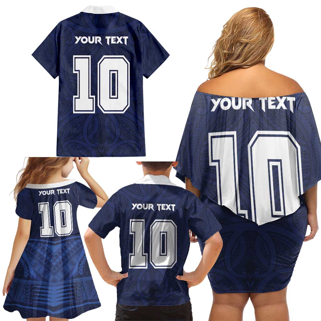 Custom Rugby Toa Samoa Family Matching Off Shoulder Short Dress and Hawaiian Shirt Champions Six Eight Five - Polynesian Pride