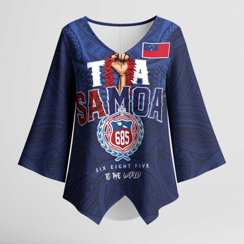 Custom Rugby Toa Samoa Kimono Sleeve Blouse Champions Six Eight Five - Polynesian Pride