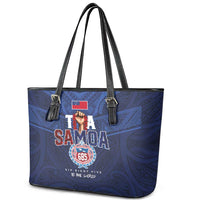 Rugby Toa Samoa Leather Tote Bag Champions Six Eight Five - Polynesian Pride