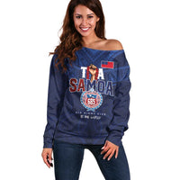 Custom Rugby Toa Samoa Off Shoulder Sweater Champions Six Eight Five - Polynesian Pride