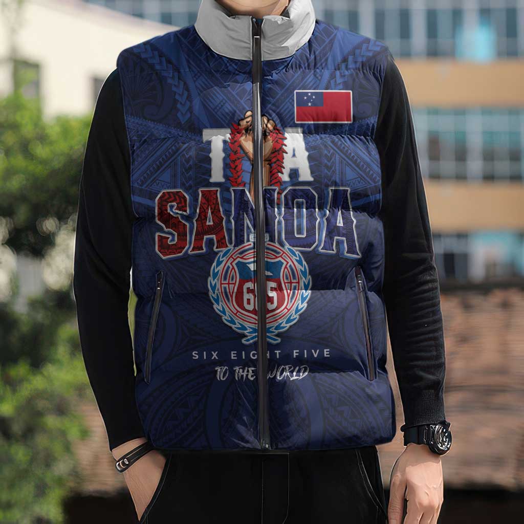 Custom Rugby Toa Samoa Sleeveless Puffer Jacket Champions Six Eight Five - Polynesian Pride