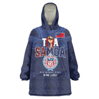 Custom Rugby Toa Samoa Wearable Blanket Hoodie Champions Six Eight Five - Polynesian Pride