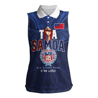 Custom Rugby Toa Samoa Women Sleeveless Polo Shirt Champions Six Eight Five - Polynesian Pride