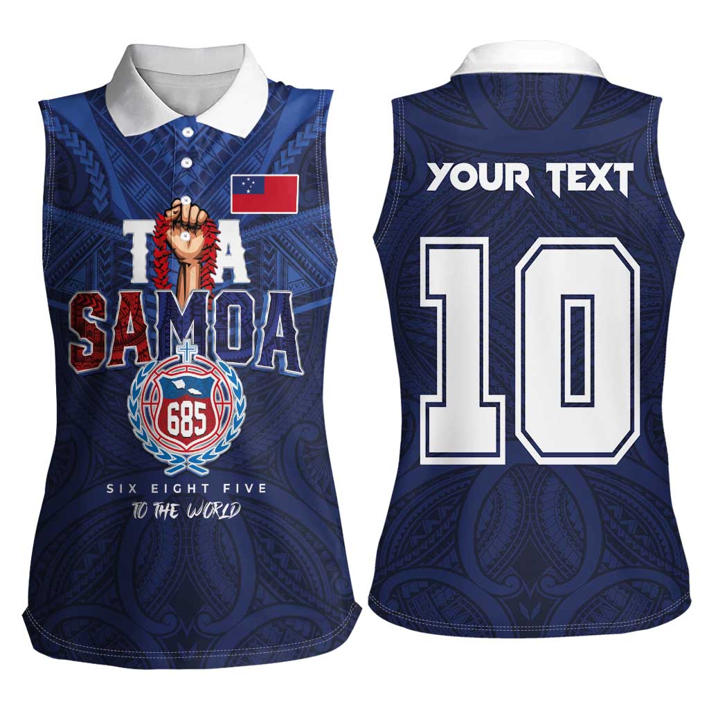 Custom Rugby Toa Samoa Women Sleeveless Polo Shirt Champions Six Eight Five - Polynesian Pride