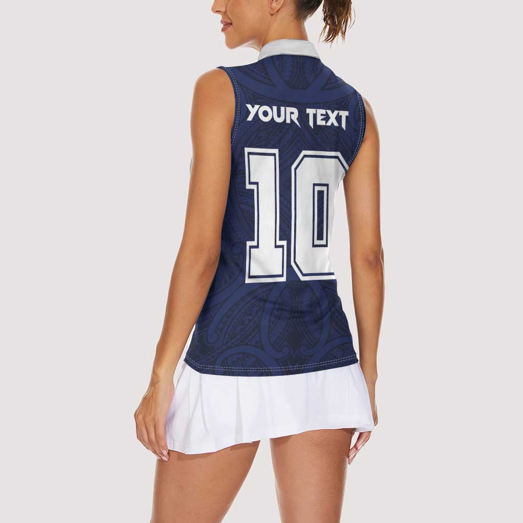 Custom Rugby Toa Samoa Women Sleeveless Polo Shirt Champions Six Eight Five - Polynesian Pride