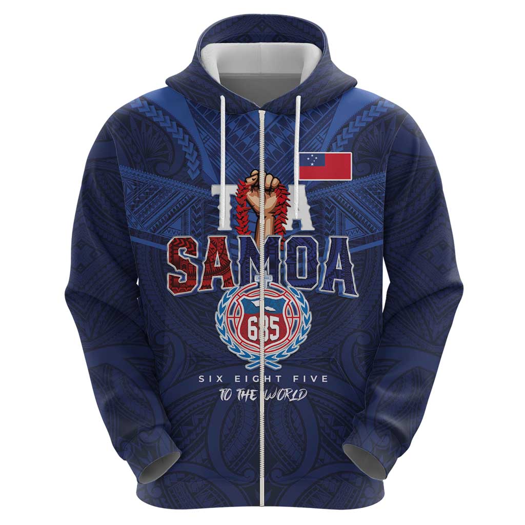 Custom Rugby Toa Samoa Zip Hoodie Champions Six Eight Five - Polynesian Pride