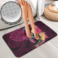 Hawaiian Plumeria and Hibiscus with Turtles Bathroom Set Polynesian Art Red Color - Polynesian Pride