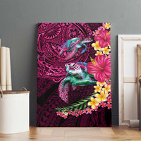 Hawaiian Plumeria and Hibiscus with Turtles Canvas Wall Art Polynesian Art Red Color - Polynesian Pride
