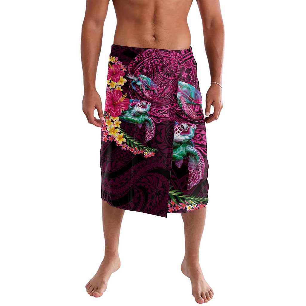 Hawaiian Plumeria and Hibiscus with Turtles Lavalava Polynesian Art Red Color - Polynesian Pride