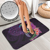 Hawaiian Plumeria and Hibiscus with Turtles Bathroom Set Polynesian Art Purple Color - Polynesian Pride