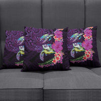 Hawaiian Plumeria and Hibiscus with Turtles Pillow Cover Polynesian Art Purple Color - Polynesian Pride