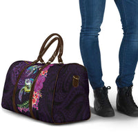 Hawaiian Plumeria and Hibiscus with Turtles Travel Bag Polynesian Art Purple Color - Polynesian Pride