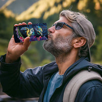 Hawaiian Plumeria and Hibiscus with Turtles 4 in 1 Can Cooler Tumbler Polynesian Art Dark Cyan Color - Polynesian Pride