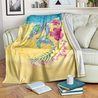 Hawaiian Tropical Plants Turtles Blanket Watercolor Style - Polynesian Pride