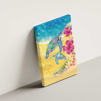 Hawaiian Tropical Plants Turtles Canvas Wall Art Watercolor Style - Polynesian Pride