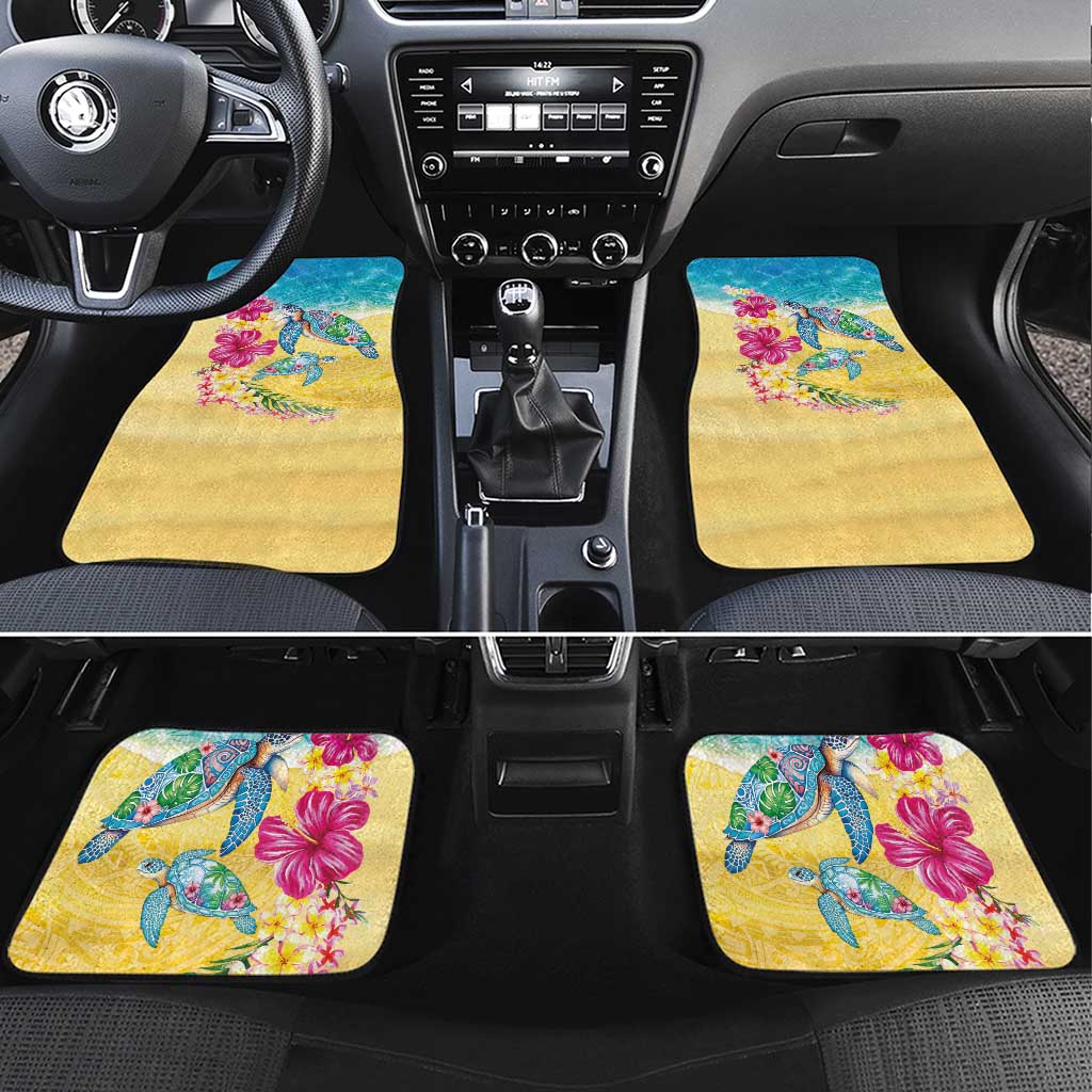 Hawaiian Tropical Plants Turtles Car Mats Watercolor Style - Polynesian Pride