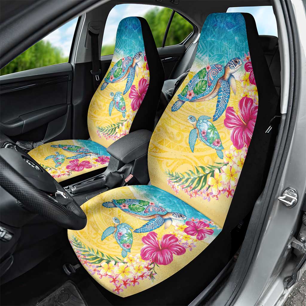 Hawaiian Tropical Plants Turtles Car Seat Cover Watercolor Style - Polynesian Pride