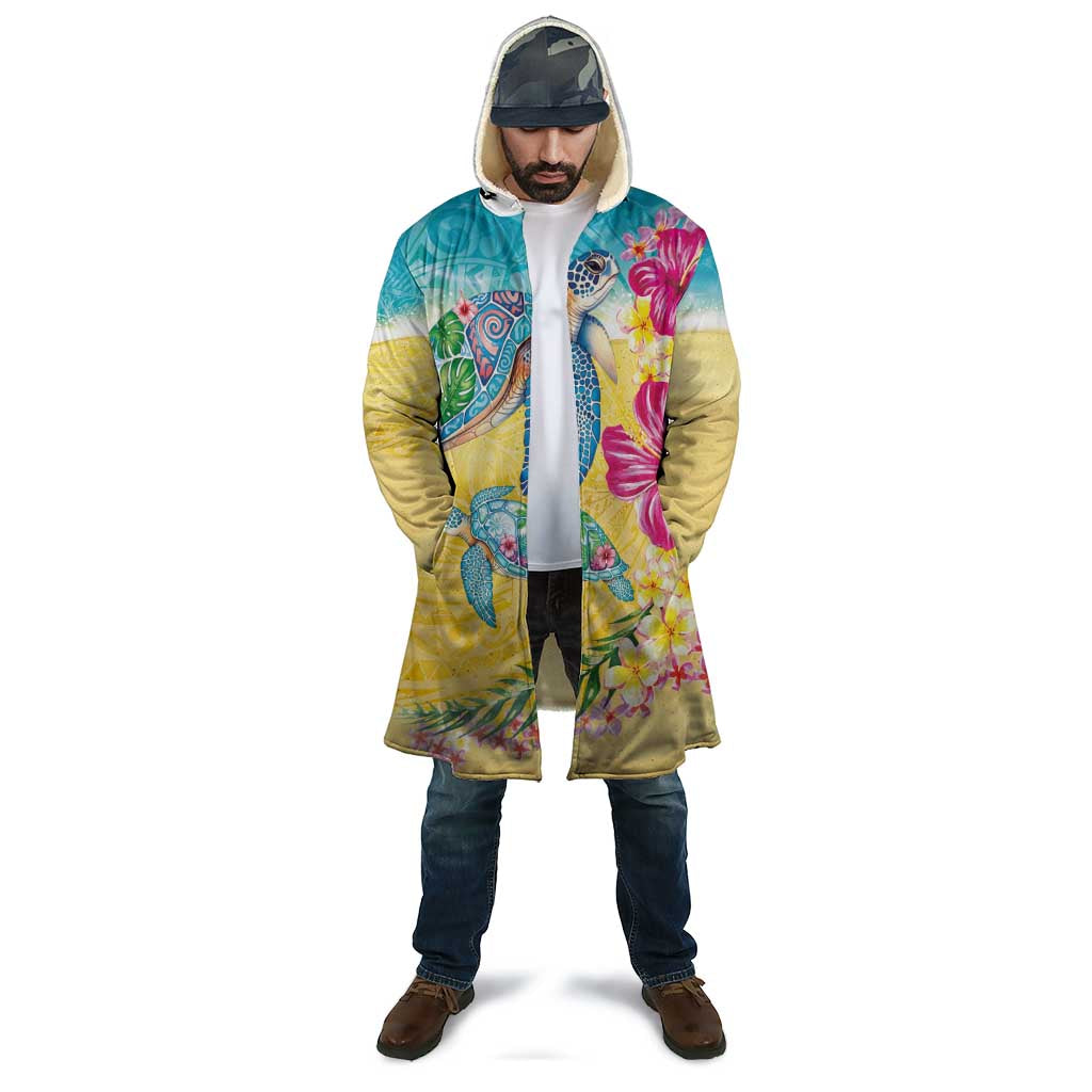 Hawaiian Tropical Plants Turtles Cloak Watercolor Style - Polynesian Pride