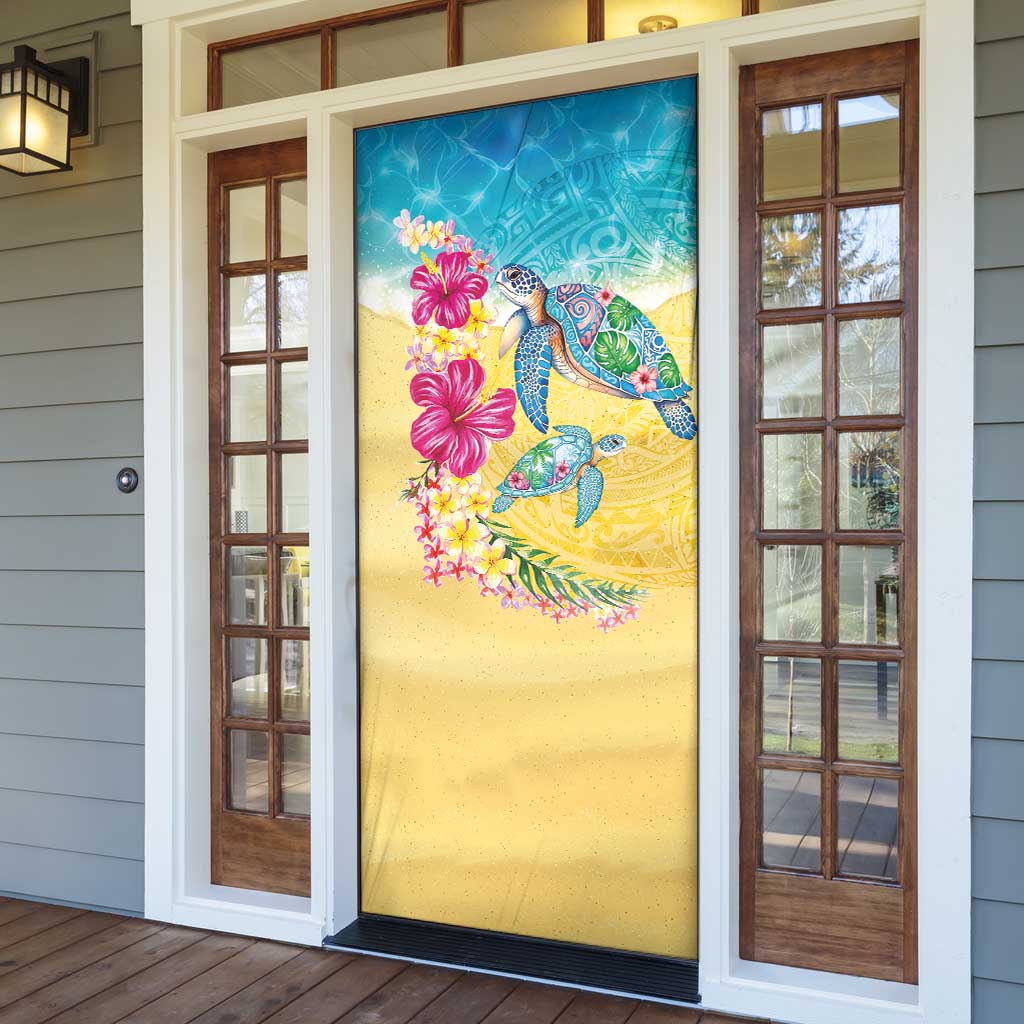 Hawaiian Tropical Plants Turtles Door Cover Watercolor Style - Polynesian Pride