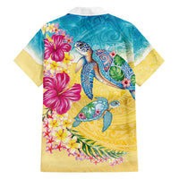Hawaiian Tropical Plants Turtles Family Matching Long Sleeve Bodycon Dress and Hawaiian Shirt Watercolor Style LT03 - Polynesian Pride