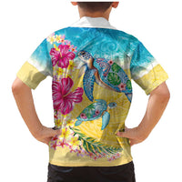 Hawaiian Tropical Plants Turtles Family Matching Mermaid Dress and Hawaiian Shirt Watercolor Style LT03 - Polynesian Pride