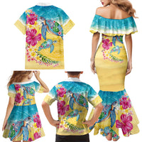Hawaiian Tropical Plants Turtles Family Matching Mermaid Dress and Hawaiian Shirt Watercolor Style LT03 - Polynesian Pride