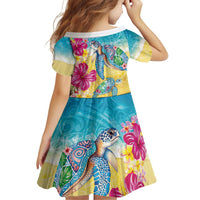Hawaiian Tropical Plants Turtles Family Matching Off Shoulder Short Dress and Hawaiian Shirt Watercolor Style LT03 - Polynesian Pride