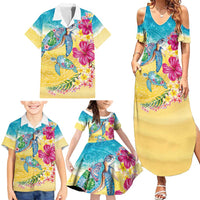 Hawaiian Tropical Plants Turtles Family Matching Summer Maxi Dress and Hawaiian Shirt Watercolor Style LT03 - Polynesian Pride