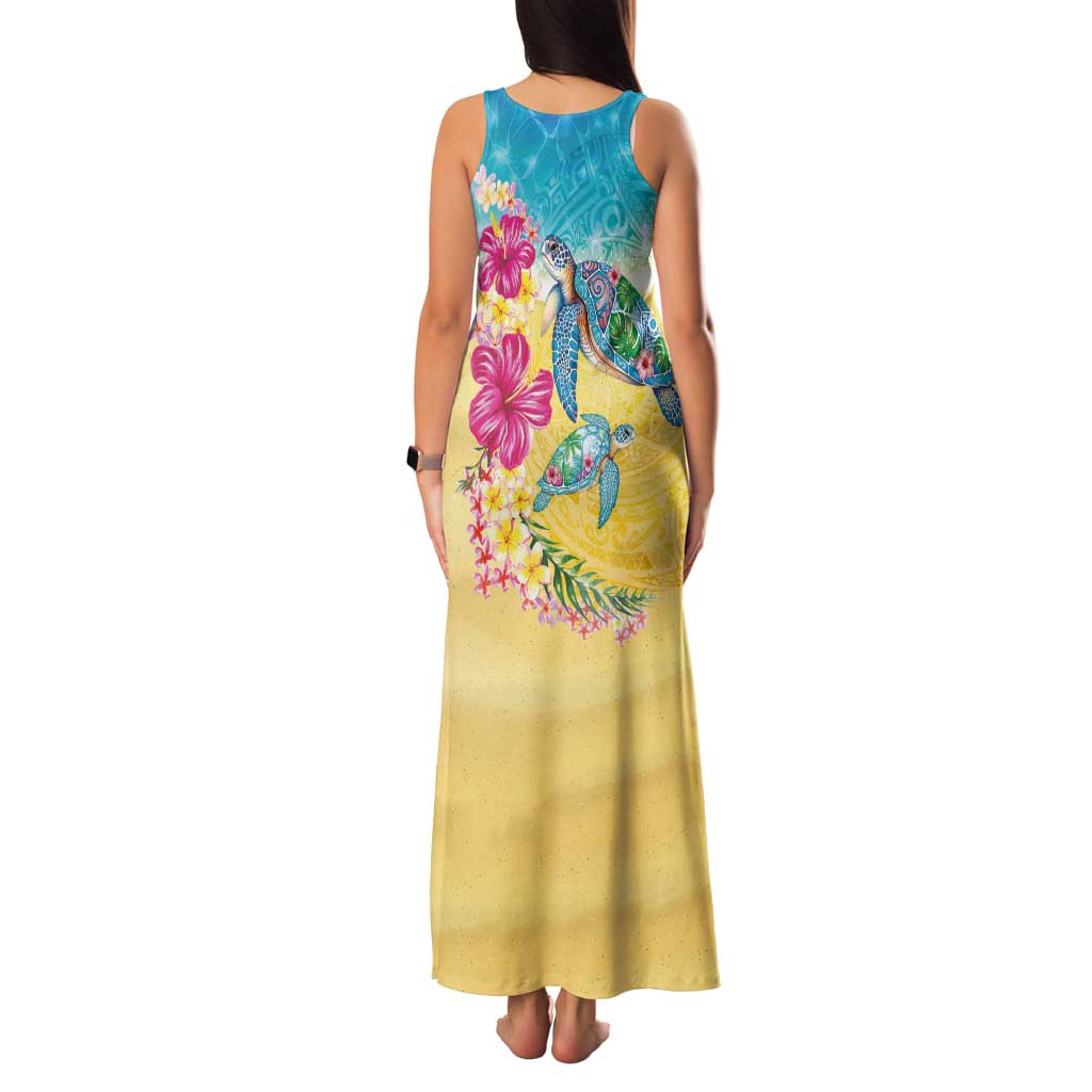 Hawaiian Tropical Plants Turtles Family Matching Tank Maxi Dress and Hawaiian Shirt Watercolor Style LT03 - Polynesian Pride