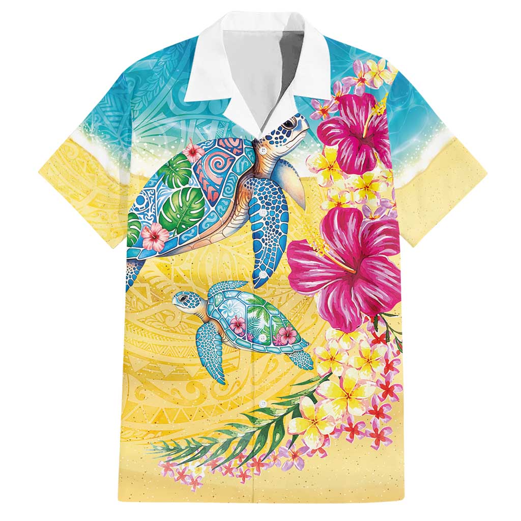 Hawaiian Tropical Plants Turtles Hawaiian Shirt Watercolor Style - Polynesian Pride